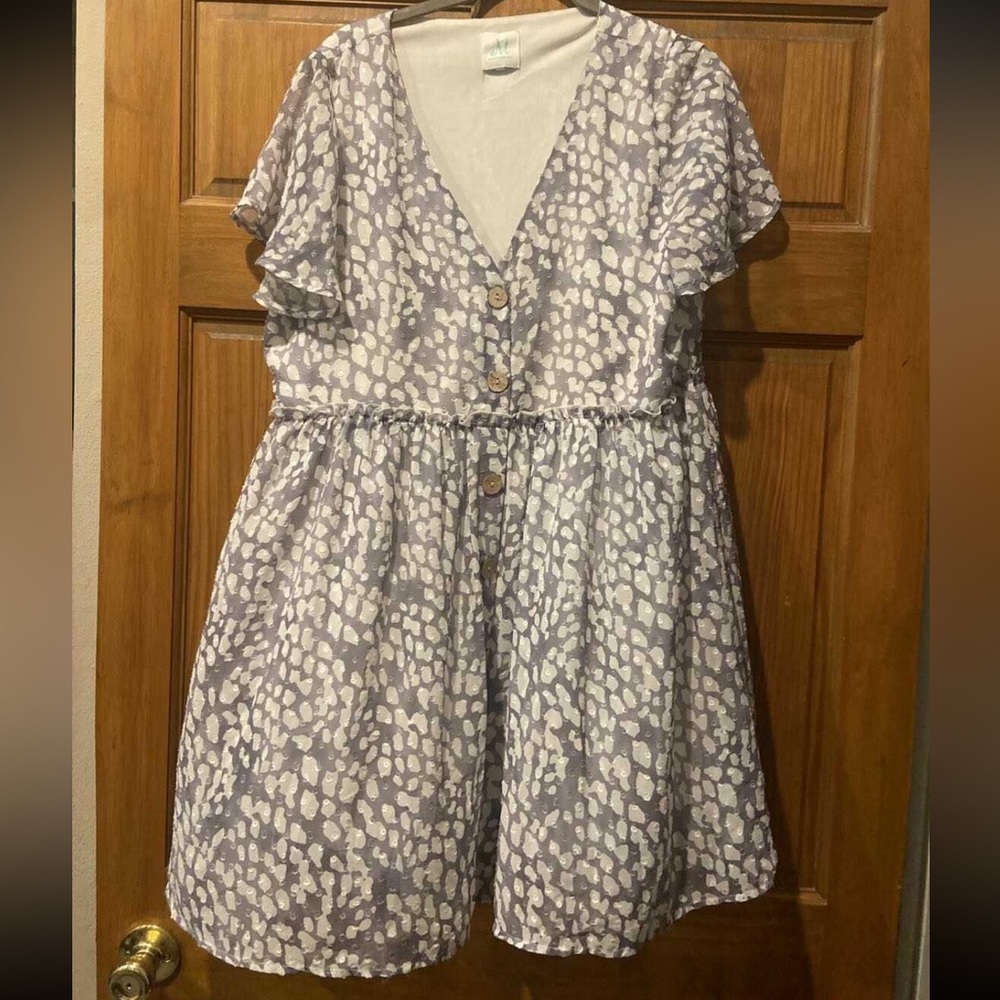 Sz L Shop the Mint grey and White Printed Button-Front Dress